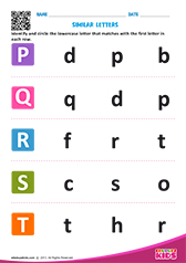 Letters that look similar uppercase to lowercase p to t